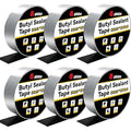 6 Pack Butyl Sealant Tape 2" X 90' - Double Sided - Black Vapor Barrier Butyl Tape for Wall of Crawl Space, Rv Windows, Deck Boat, Crawlspace (Waterproof, Weatherproof)