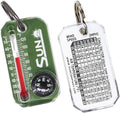 Sun Company Therm-o-Compass | Multi-Functional Zipper Pull Compass & Thermometer with Wind Chill Chart | Ideal for Camping, Hiking, and Outdoor Navigation