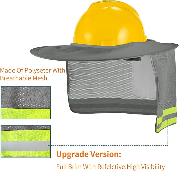 4 Pack Sun Shade Full Brim, Visor Mesh Neck Sun Shield with Reflective Strips Neck Sunshade Cover, Accessories (Gray)