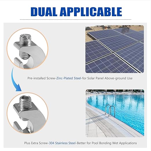 Lay in Connector Pool Bonding Lug, 24 Pack Aluminium Lay-in Clamps with 304 SS Screws for Grounding Swimming Pools Spas and Conduits, 4-14 Wire Range