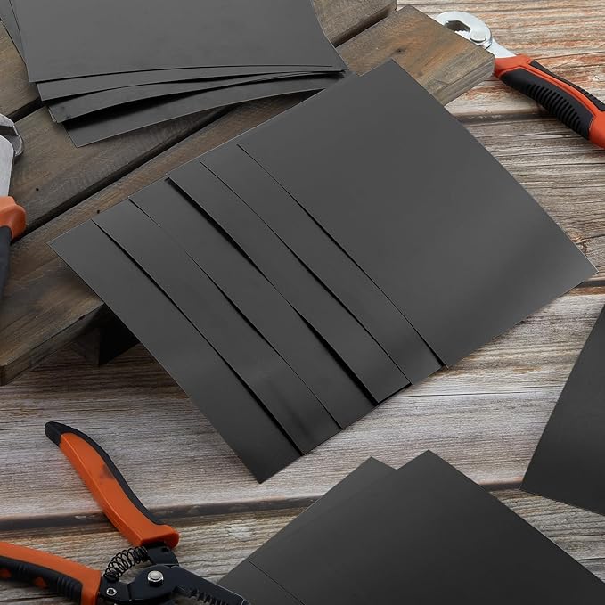 Therwen 20 Pcs 5 x 7 Inch Flashing Aluminum Sheet Roof Flashing Metal Roof for Shed Weatherproofing Areas Around Chimneys or Skylights (Black)