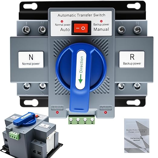 110V Dual Power Automatic Transfer Switch, 2P 63A CE Certified ATS Generator Changeover Switch 50Hz/60Hz
