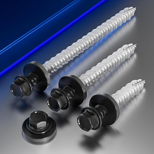 # 3/16 * 2" 139PCS 2lbs Black Hexagonal Metal Sheet roof Screws, #10 * 2 with EPDM washers and Hexagonal self Tapping, Used for Metal to Wood, Corrugated Roofs.5 * 50mm