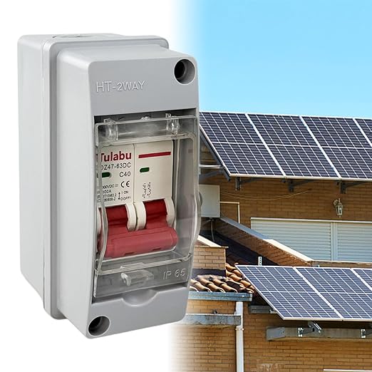 DC Miniature Circuit Breaker 1000V, IP65 Waterproof PV Solar DC Disconnect Switch with DIN Rail Enclosure, Solar Panel Disconnect Switch for Solar PV System (40A)