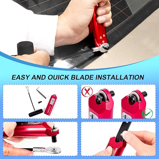 Windshield Removal Tools Universal Car Windscreen Quick Release Cold Knife Windshield and car Window Glass Urethane Scraper Tool Set，7-Piece Set