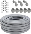 1inch 25ft Non-Metallic Liquid-Tight Conduit Connector Kit, Flexible Electrical Conduit, NPT Thread Straight/Angle Fittings & Clamps for LFNC-B, Weatherproof Outdoor UV Resistant for Outdoor & HVAC