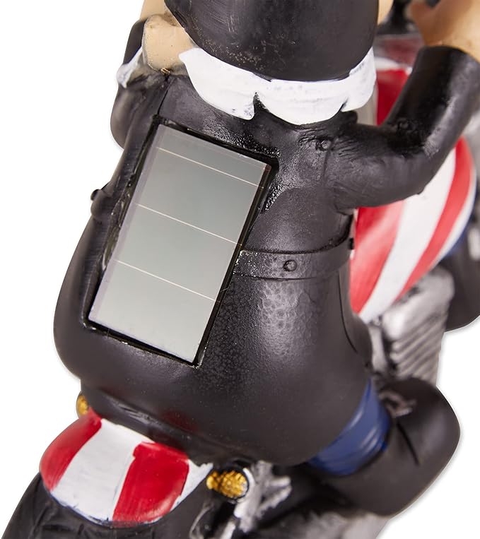 Accent Plus Biker Gnome Solar Statue 8x3.25x7.5