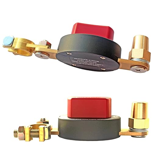 Battery Disconnect Switch 12V-48V Top Post Battery Quick Disconnect, Battery Cut Off Switch for Car Truck RV Boat Heavy Duty 300A/900A (Compact Size, On/Off, Removable Knob)