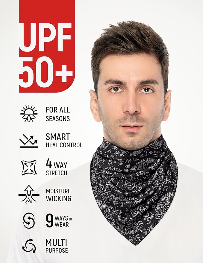 GOT Sports UPF 50+ Cooling Bandana for Men & Women - Thermoregulation, Moisture-Wicking, Sun Protection Bandana Neck Wraps