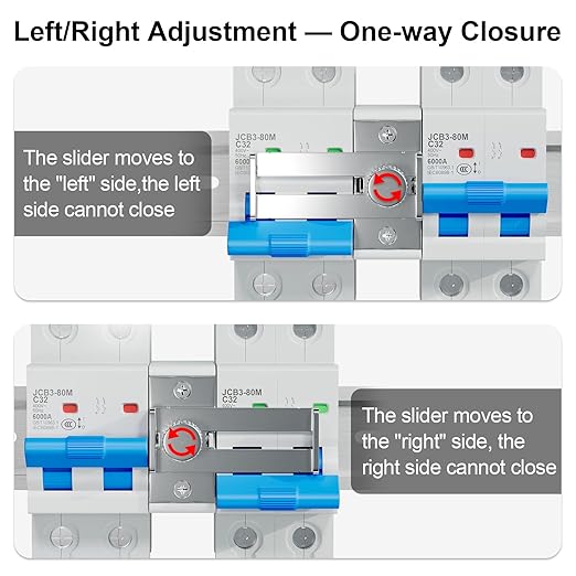 32 Amp Dual Power Manual Transfer Switch, with IP65 Protection Box, 2Pcs 2-Pole Circuit Breakers with Single-Side Slide Lock, DIN Rail and Waterproof Joints Included, Ideal for Industrial and Home Use