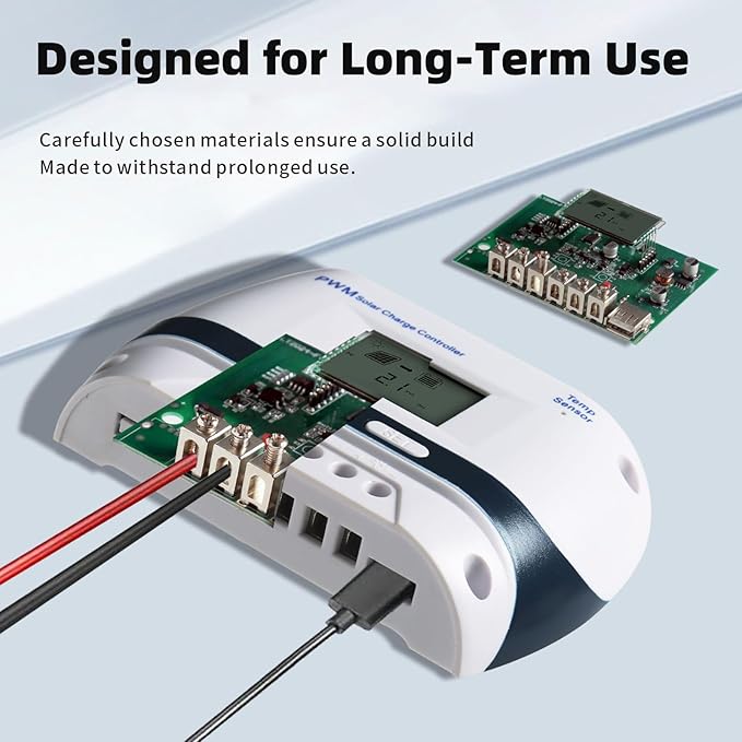 10A 30A Solar Charge Controller 12V/24V PWM Solar Charge Controller with LCD Display USB Port Suitable for FLD/LiFePO4/SLD/GEL