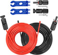 10AWG Solar Extension Panel Cable - 100FT PV Wire with Waterproof Female and Male Connector and Adaptor Kit Tool PV Wire for RV, Home, Boat, Solar Panels(100feet Red + 100feet Black)