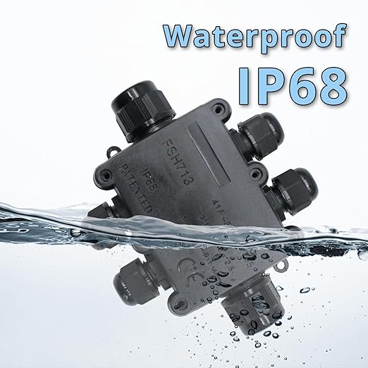 MAKERELE Junction Box Outdoor Waterproof IP68 6Way Open Splice Junction Box Electrical Cable Connector Wire Range 5 to 15mm with Screw Terminal Block External Power Cord Junction Boxes
