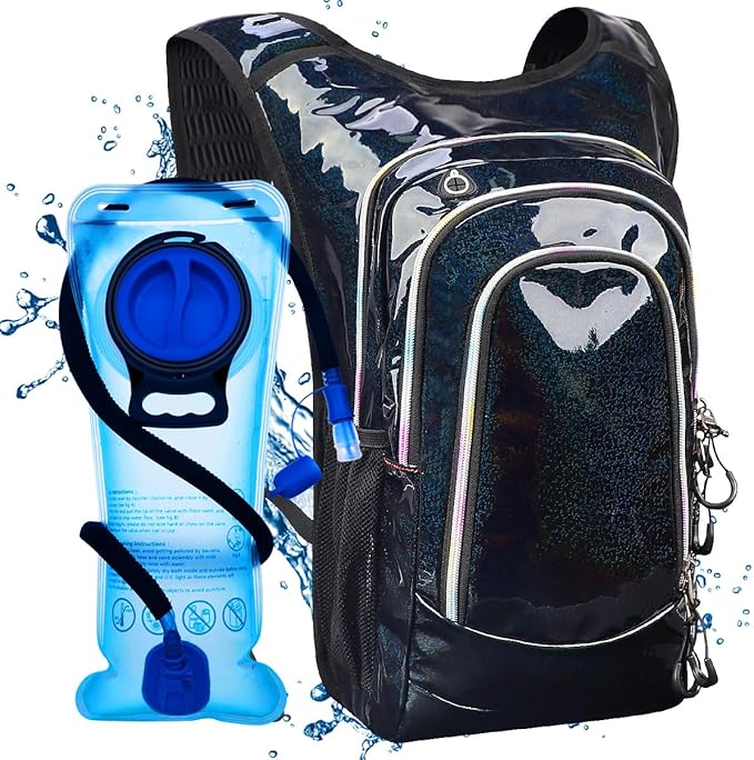 Hydration Pack, Hydration Backpack with 2L Hydration Bladder, Festival Essential Water Backpack, Lightweight Hydration Bag Hydropack Hydro for Running, Biking, Music Festival Gear, Rave