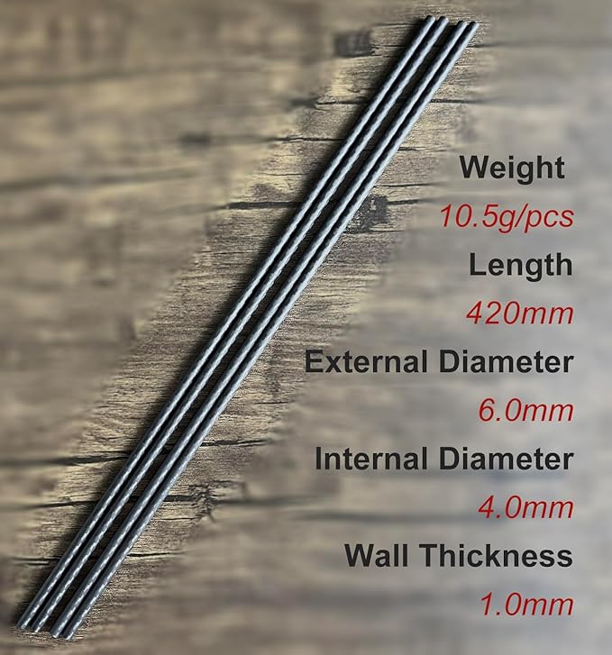 4pcs Carbon Fiber Tube 6mmx4mmx420mm,8/10/12/16/18/22/25/30mm Available, 3K roll Wrapped Twill Matte Finish.