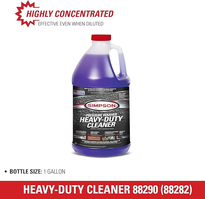 Simpson Cleaning 88282 Cleaner, Concentrated Soap Solution for Pressure Washers and Spray Bottles, Use on Concrete, Vinyl Siding, Appliances, Windows, Cars, Fences, Decks, Purple, 1 Gallon