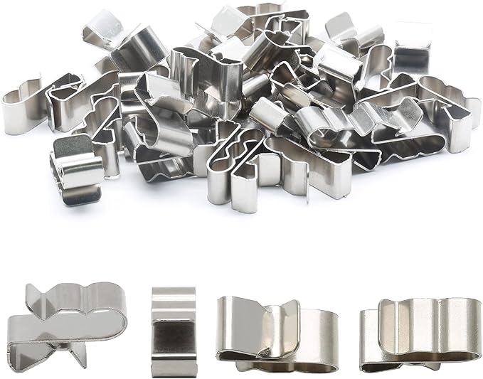 50Pcs Trailer Frame Wire Clips, 23mm Length Solar Panel Wire Clips, 304 Stainless Steel Cable Clamps Double-Wire Clips for PV Wiring Boat Cable