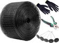 Solar Panel Bird Guard, 6inx150ft Critter Guard, Black PVC Coated Galvanized Mesh with 100pcs Clips, Cutting Plier, Gloves