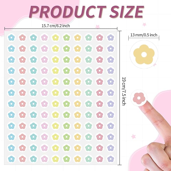 2400 Pcs Small Sticker for Kids,Mini Flower Sticker Cute Paper Decals 10 Designs Self-Adhesive Stickers for Summer Party Envelopes Scrapbook Gifts DIY Supplies,0.5in（Morandi）