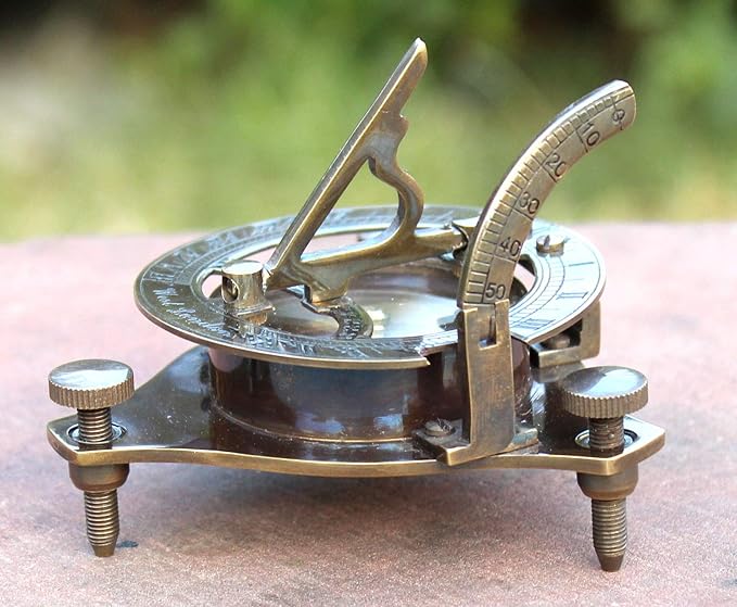 Medieval Replicas Vintage Antique Style Brass Sundial Compass Maritime Nautical Compass Desk Decor
