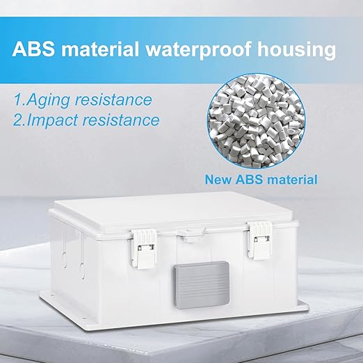 Outdoor Waterproof Electrical Junction Box, ABS Water Resistant Enclosure with Internal Mounting Panel & Hinged Cover (13" H* 9.2" L* 5.6" W)