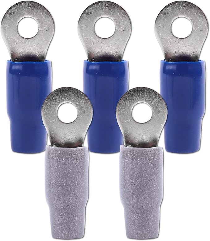 Skar Audio 1/0 Gauge (5/16") Nickel Plated Premium Ring Terminals (5 Pack)