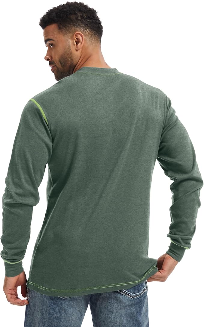 WORKWEYA FR Shirts for Men 6.5 oz Flame Resistant Long Sleeve Henley Shirt NFPA 2112/CAT2