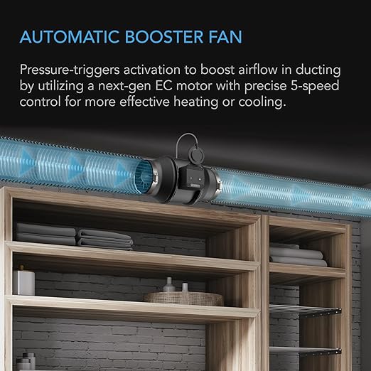 AC Infinity Automatic Duct Fan 4", Inline Fan with Differential Pressure Switch, Air Vent Booster Fan for Industrial HVAC Ducting Ventilation Exhaust Systems