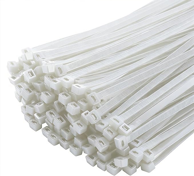 200PCS 10 inch Black Zip Ties 75LBS Tensile Strength Self-Locking heavy duty UV Resistant Cable Tie Wraps for indoor and outdoor use(White)