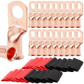 TKDMR 20pcs 2/0 AWG-1/2 Battery Lugs,Heavy Duty Wire Lugs,Ring Terminals,Battery Cable Ends,00 Guage terminals,Battery Terminal Connectors with 20pcs 3:1 Heat Shrink Tubing