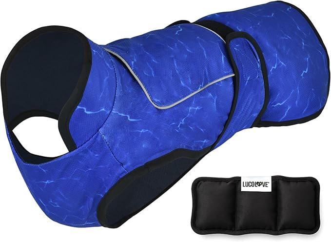 Dog Cooling Vest with Ice Pack – 2-Layer Evaporative Cooling Jacket with High Collar, UV Protection & Size-Matched Ice Pack – Cooling Vest for Dogs for Hot Weather (Blue Aqua, X-Small)