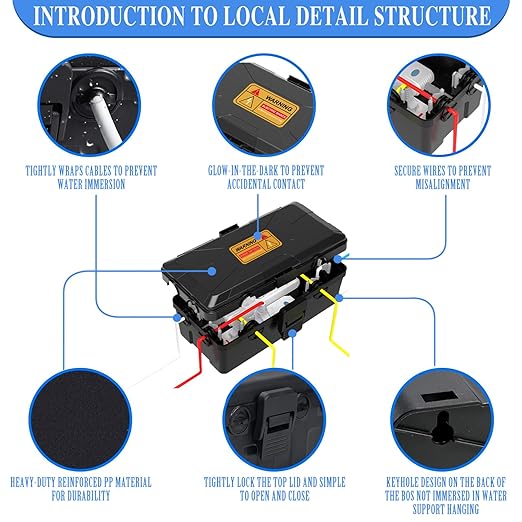 Medium Outdoor Electrical Box (10.3 x 5.9 x 3.7 in),IP54 Waterproof Extension Cord Connection Box with 6 Cable Entry Ports,Large Weatherproof Outlet Cover for Power Strip,Holiday Lights,Plug&Timer