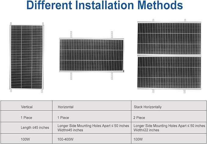 2 Sets 45" Solar Panel Mount Brackets for 100-400 Watts Solar Panel with Enhanced Cross Beams, Suitable for Roof, RV, Ground, Boat etc.