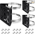 3 Pcs Universal Vertical Pole Mount for Security Camera Wall Mounting Bracket with 6 Loops Solid Metal Pole Bracket for CCTV Camera Indoor Outdoor Solar Panel LED Wall/ Stage Light (Black)