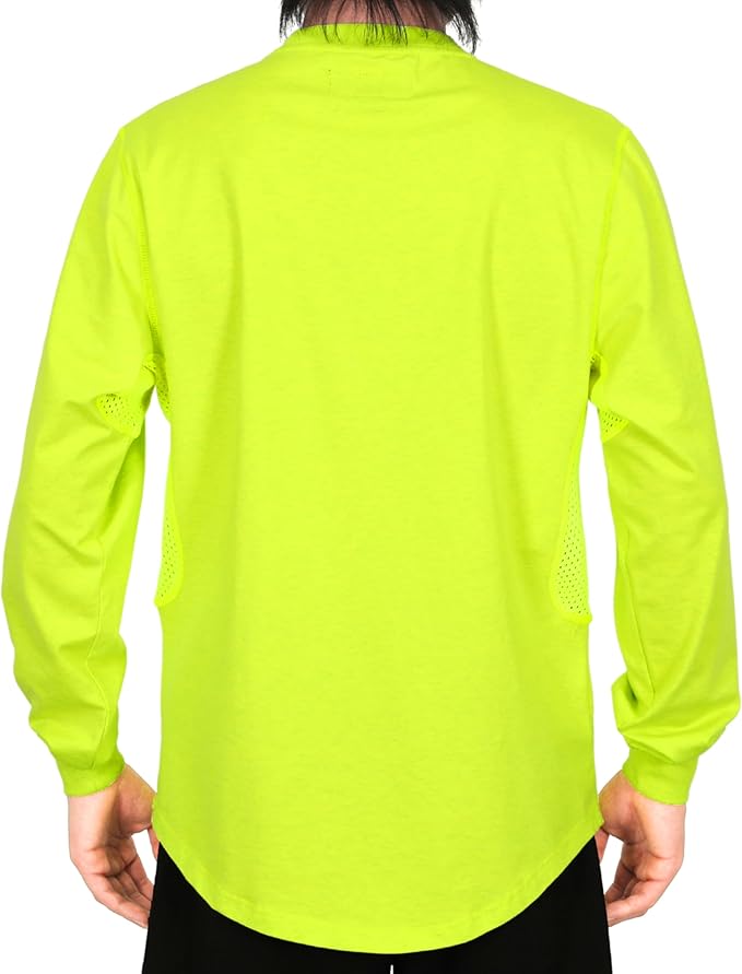 BOCOMAL FR Shirts for Summer Breathable Vented Design 6oz Heather Jersey Flame Resistant Long Sleeve Crew T Shirt