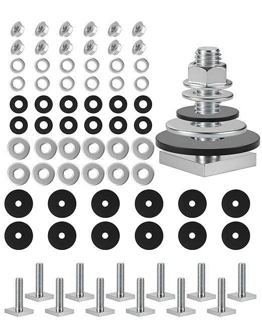 T Slot Bolts for Roof Rack Cross Bars, Platform, Cargo Basket, Stainless Square T Track Bolt Adapter to Secure Bike/Ski/Kayak Rack, Solar Panel, Awning, M8x30mm, 4mm Thickness