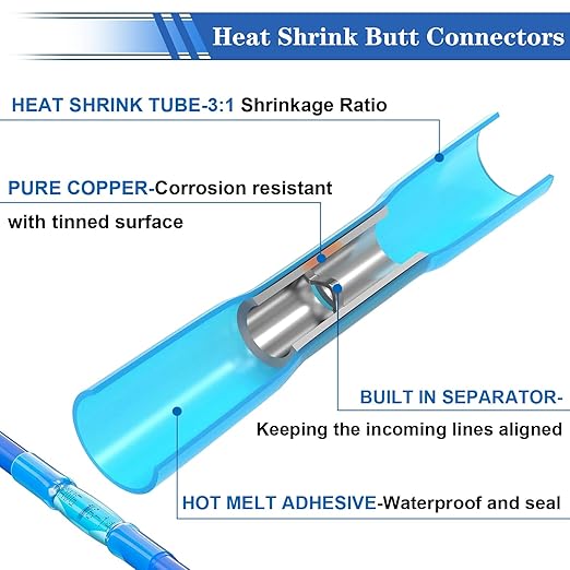 smseace 1500PCS Heat Shrink Butt Connector with Crimping Tool Packed in Handbag 22-10AWG Waterproof Electrical Wire Crimp Connectors for Automotive Boat Stereo Industrial Equipment