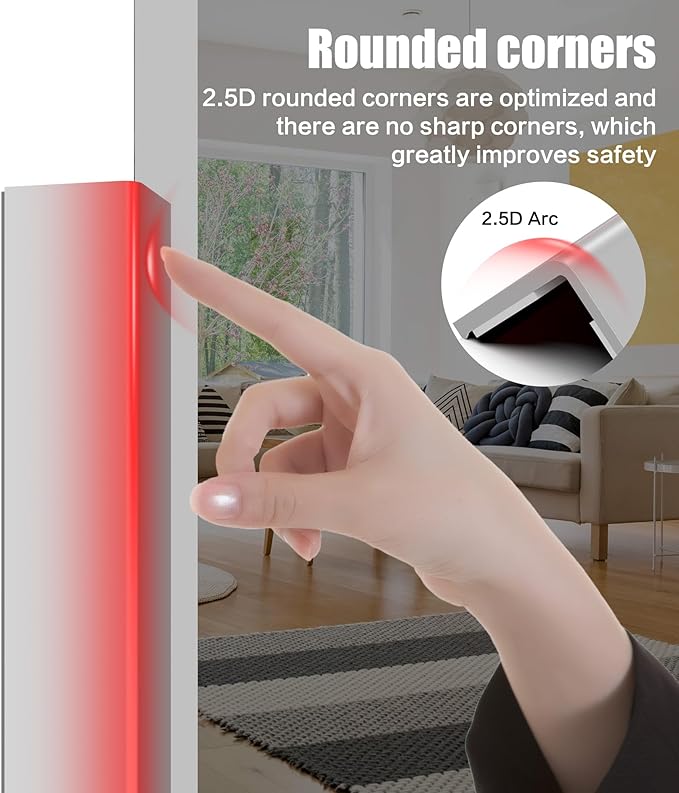 ‎Frychee Wall Corner Protector, Walls Edge Protector，Self-Adhesive Wall Corner Guards,PVC Double Side Edge Protector， Furniture Stairs Guard (Gray 2PCS 120cm/47.2in)