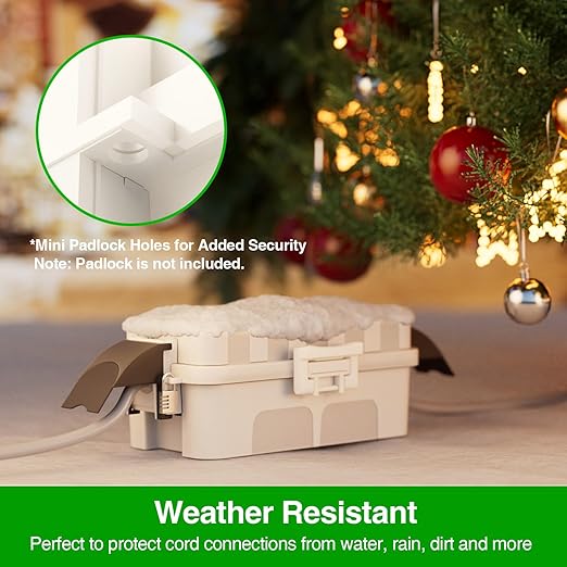 Flemoon IP55 Small Outdoor Electrical Box Waterproof (Inner 5.9 x 3.2 x 1.8inch), Extension Cord Cover with Detachable Awning Covers for Plug, Outlet, Holiday Lights, White