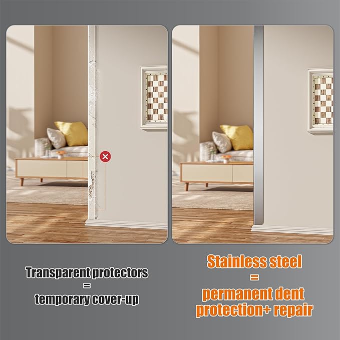 0.5x0.5x48 Inches 304 Stainless Steel Wall Corner Guards (5-Pack) Heavy Duty Rounded Corner Protector, Smooth Folded Edge Design for Wall Protection Stainless Steel Slab