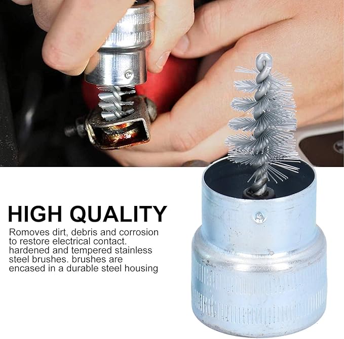 10pcs Stainless Steel Battery Tterminal Cleaner,Battery Terminal Cleaning Brushes, Universal Battery Post Cleaner Tool for Car, Truck, Marine Top & Side Terminals - Dirt Removal