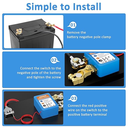 Kill Switch for Car, 12V/24V 250A Remote Battery Disconnect Switch Automatic Battery Shut Off Switch Voltage Protection Remote Control Anti Theft for RV ATV Truck Boat