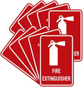 Signs ByLITA Portrait Round Fire Extinguisher Sign with Adhesive Tape, Mounts On Any Flat Surface (Red) - Small (10 Pack)