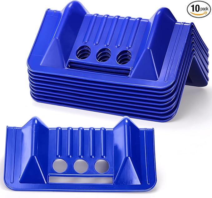 Dicunoy 10 Pack Flatbed Edge Protectors, Thick Cargo Edge Protectors, Plastic V Shaped Tie Down Strap Corner Protectors Used with Webbing, Blue Cargo Load Protector for Pallets, Trailer, Truck