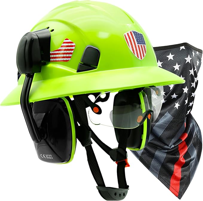 Full Brim Hard Hats Construction OSHA Approved with Visor-Vented Hard Hat with Neck Gaiter with Ear Loops,Safety Hard Hats for Men with Chin Strap ANSI Z89.1 Type 1 Class C,6-pt Suspension