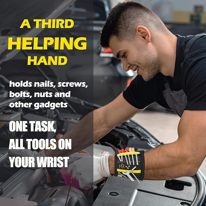 Magnetic Wristband for Holding Screws, Drill Bits, Nails, Valentine's Day, Father's Day Gifts for Handyman, Husband, Dad, Grandpa, Stocking Stuffers for Adults, Cool Gadgets for Christmas