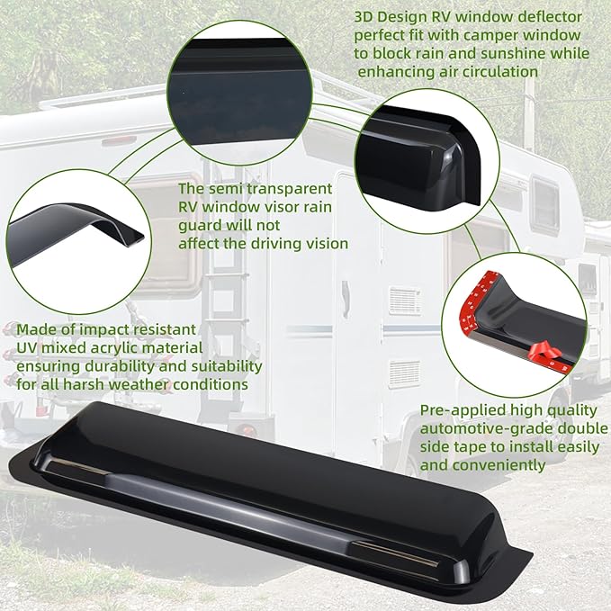 RV Window Rain Deflector Guard & Sun Visor Shade, RV Windows Blade Rain Sunroof Deflector Fits 30 inch Wide RV Sliding&Vertical Window,Deflects Rain and Sun Protection for Camper Van Windows