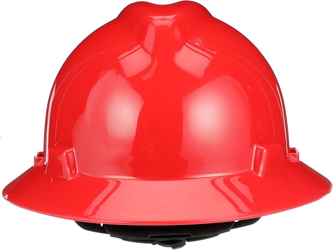 MSA V-Gard Full-Brim Hard Hat with Suspension - Polyethylene Shell, Superior Impact Protection and Self Adjusting Crown Straps - Standard Size Hard Hat