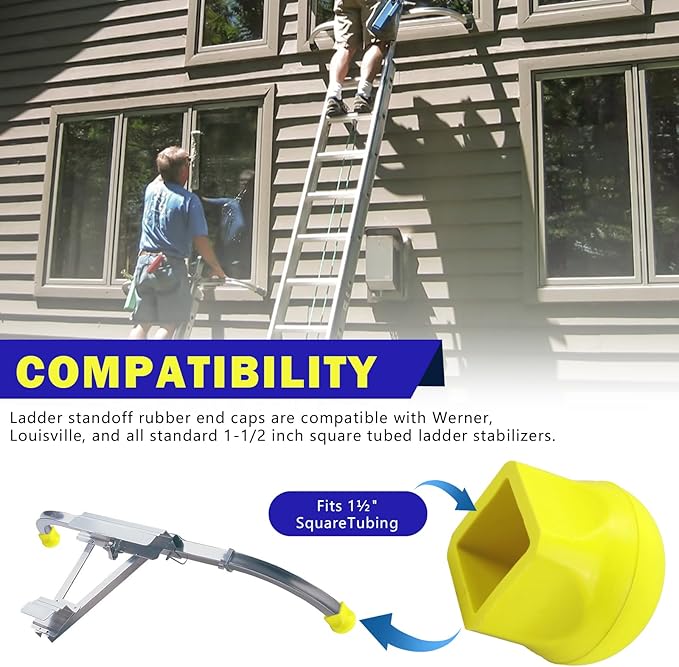 Ladder Stabilizer Bumpers Fit for Werner Extension Ladder Stabilizer, Ladder Standoff Rubber End Caps Ladder Stabilizer Pads Non-Slip Ladder Standoff Protective Covers Ladder Mitts, 2 Pack