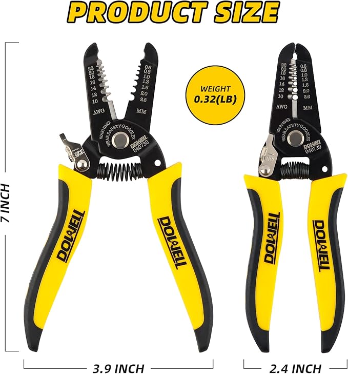 DOWELL 10-22 AWG Wire Stripper Cutter Wire Stripping Tool And Multi-Function Hand Tool，Professional Handle Design And Refined Craftsmanship.